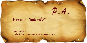 Prusz Ambró névjegykártya